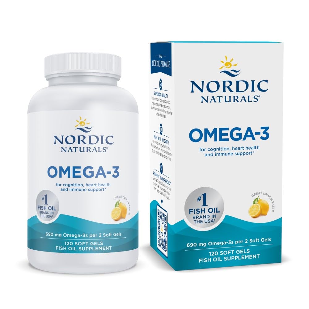 Nordic Naturals Omega-3 Lemon Flavor bottle with 120 soft gels