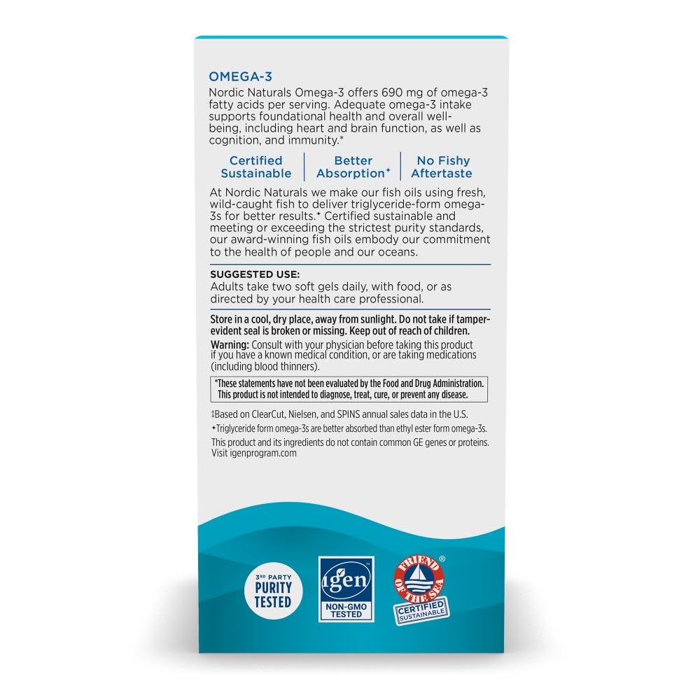 Label on Nordic Naturals Omega-3 Lemon Flavor bottle showing EPA and DHA