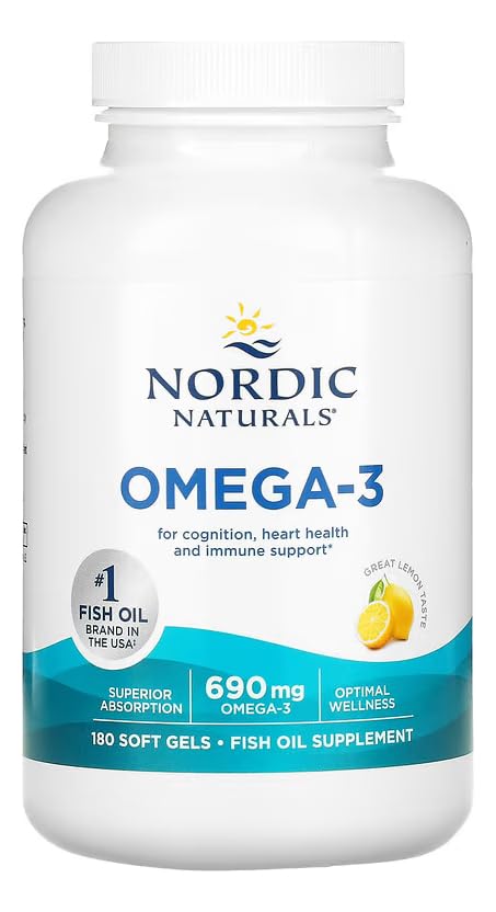 Nordic Naturals Omega-3 lemon soft-gels spread out showing easy-to-swallow texture