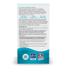 Nutrition facts panel on Omega Minis bottle