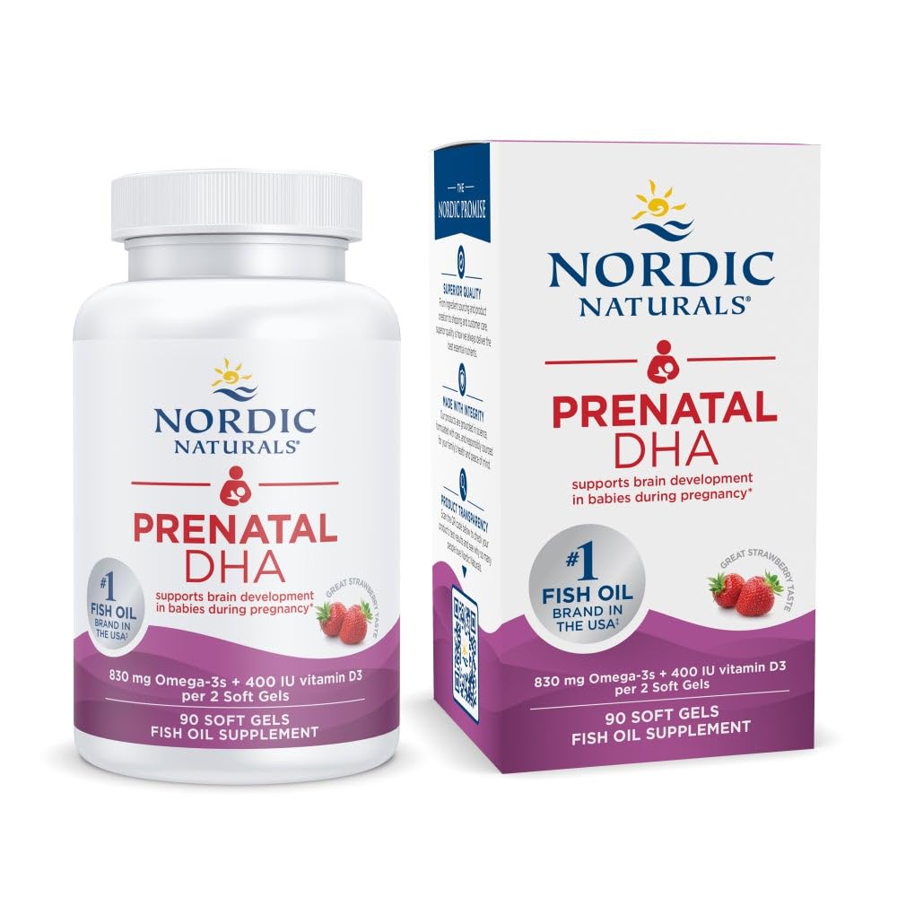 Front view of Nordic Naturals Prenatal DHA Strawberry bottle