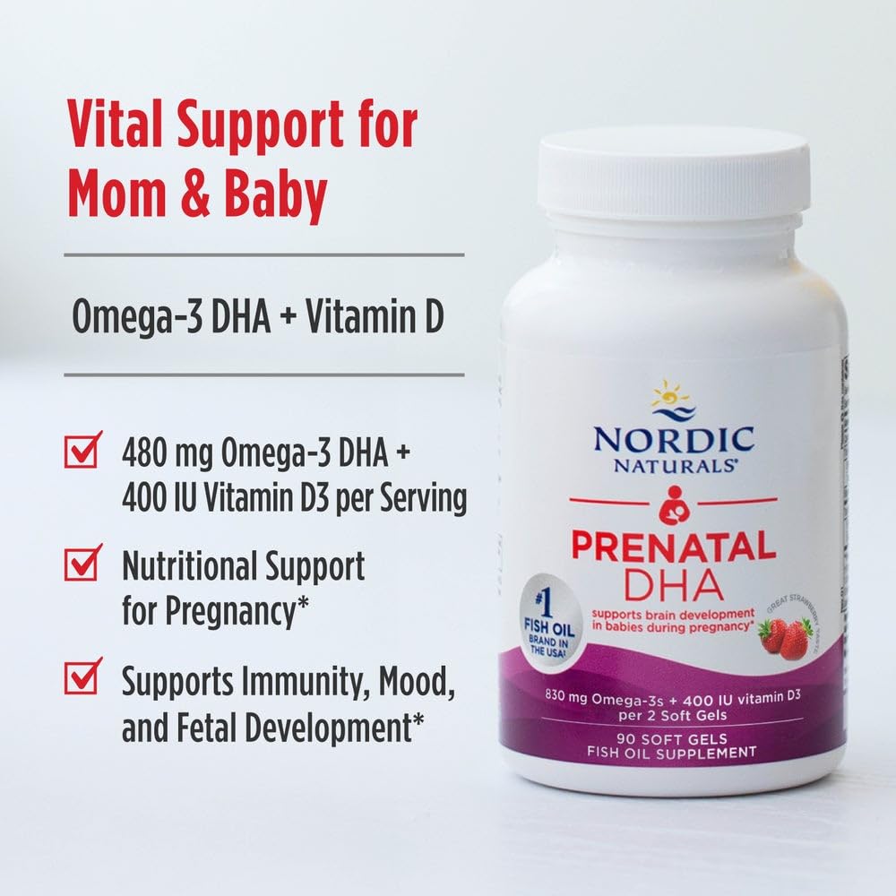 Nutrition facts panel of Prenatal DHA Strawberry