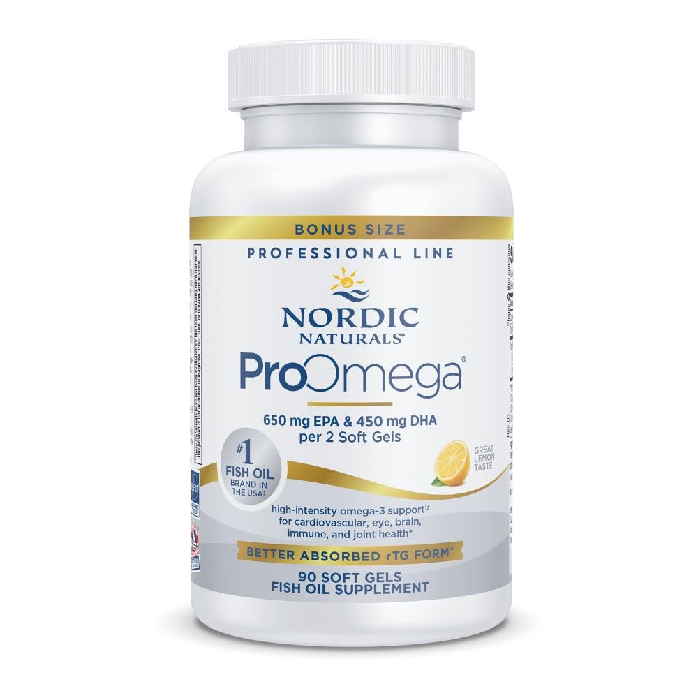 Nordic Naturals ProOmega Lemon flavor bottle - front view