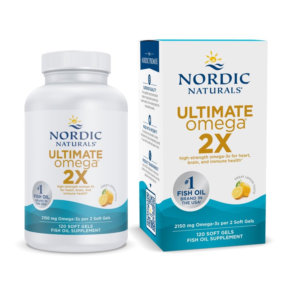 Nordic Naturals Ultimate Omega 2X Lemon bottle with 120 soft gels