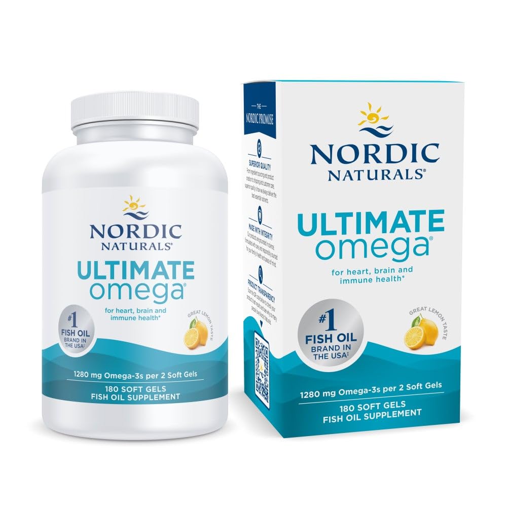 Nordic Naturals Ultimate Omega Lemon bottle with 180 soft gels