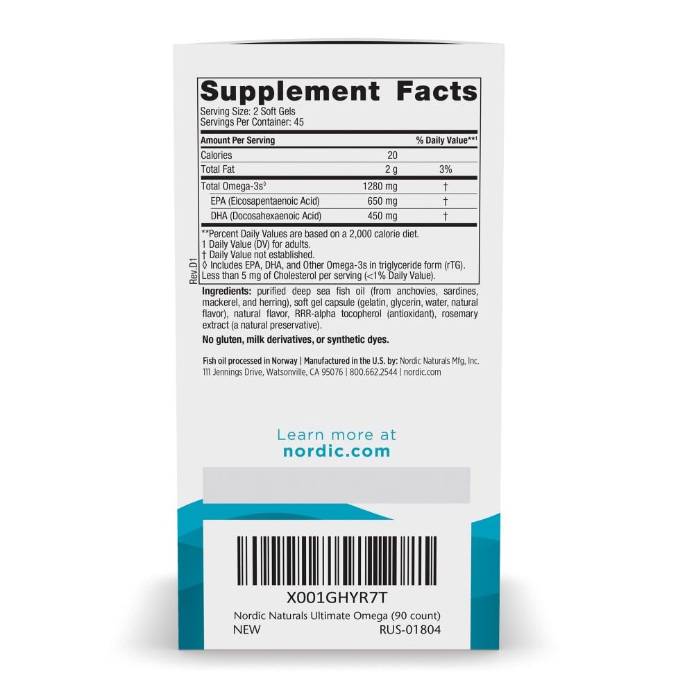 Nordic Naturals Ultimate Omega lemon soft gels close-up—easy-to-swallow lemon flavor.