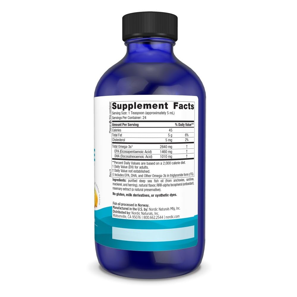 Product label for Nordic Naturals Ultimate Omega Liquid Lemon