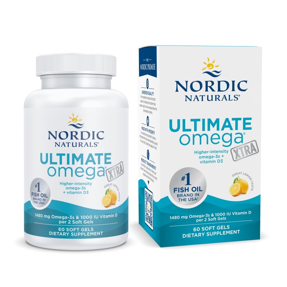 Bottle of Nordic Naturals Ultimate Omega Xtra Lemon 60 soft gels