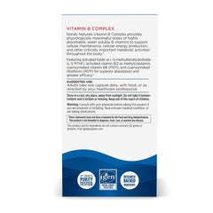 Nordic Naturals Vitamin B Complex product label showing B vitamins