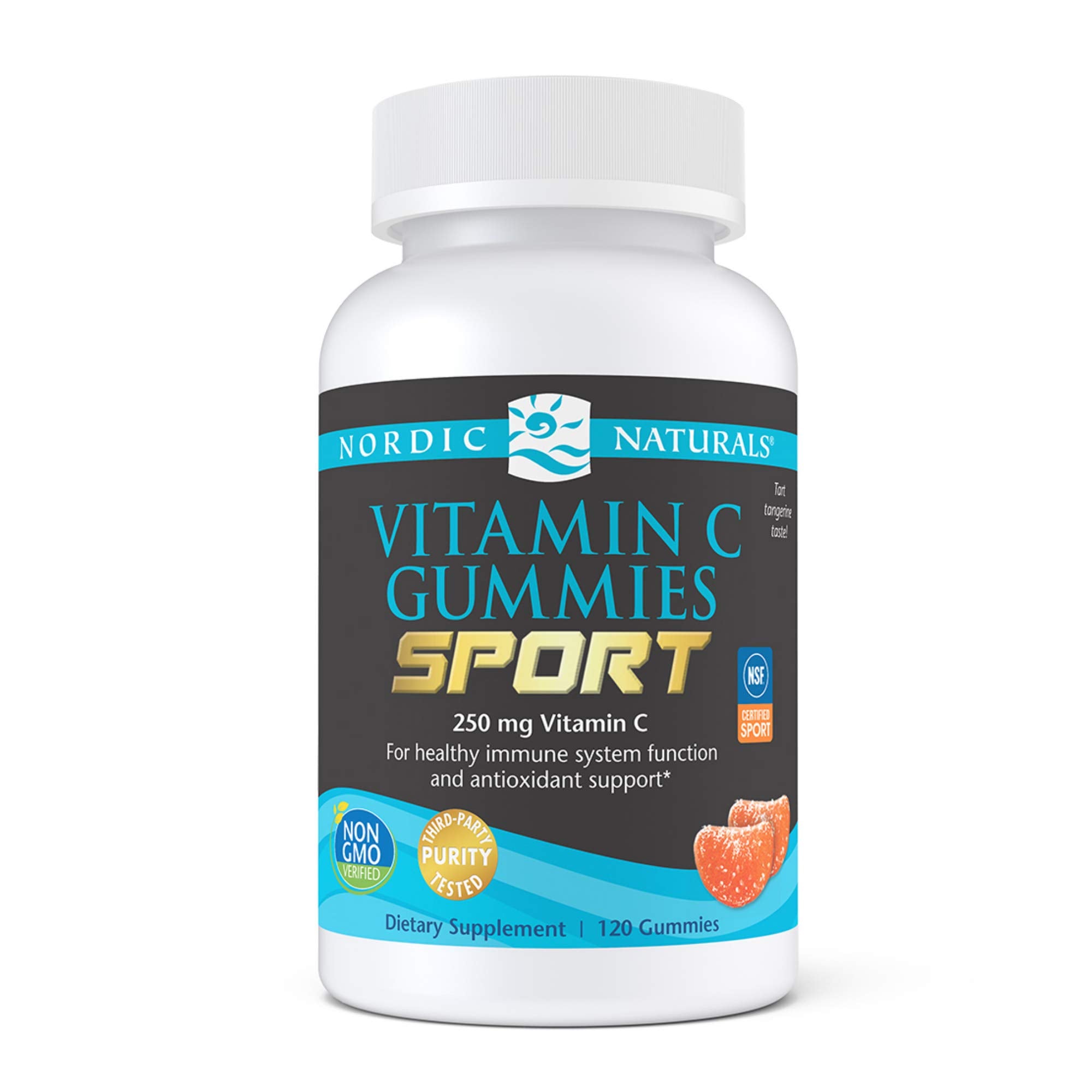 Bottle of Nordic Naturals Vitamin C Gummies Sport Tart Tangerine
