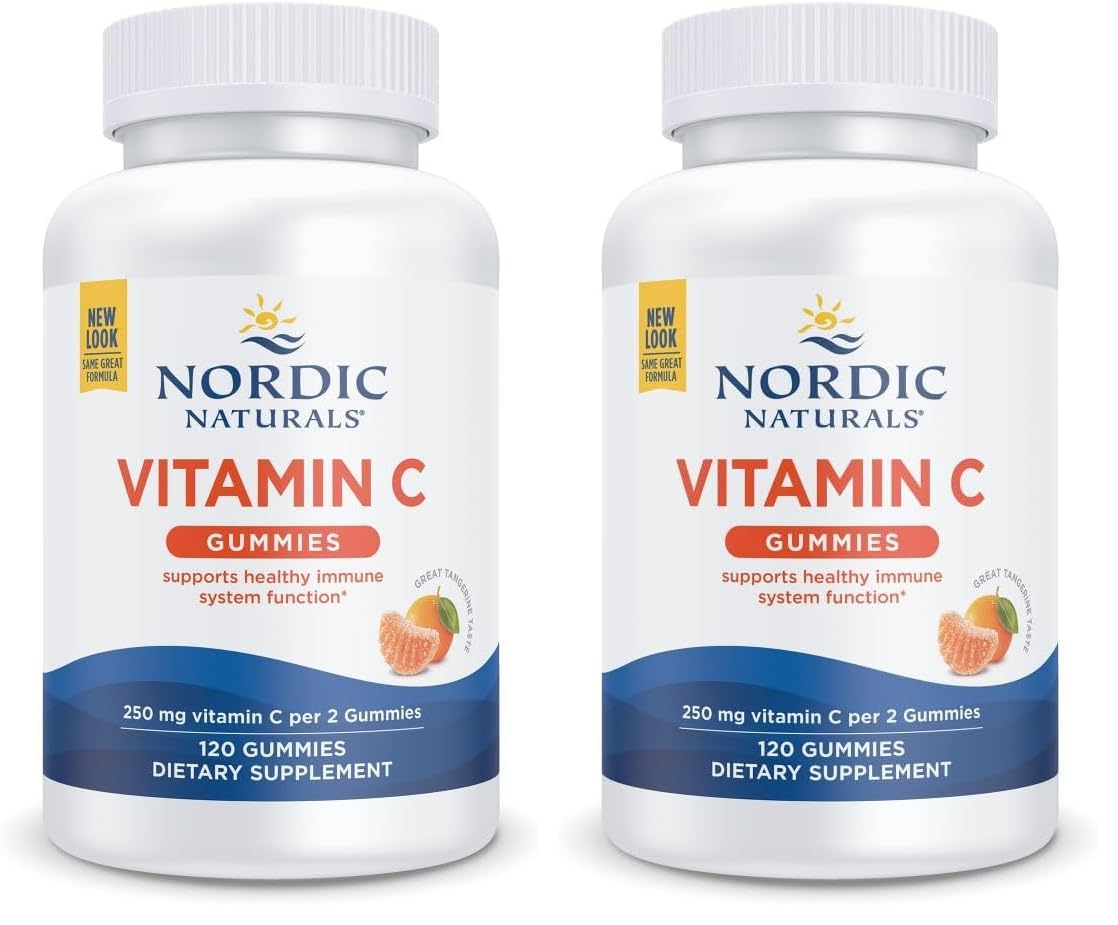 Nordic Naturals Vitamin C Gummies Tart Tangerine bottles and packaging