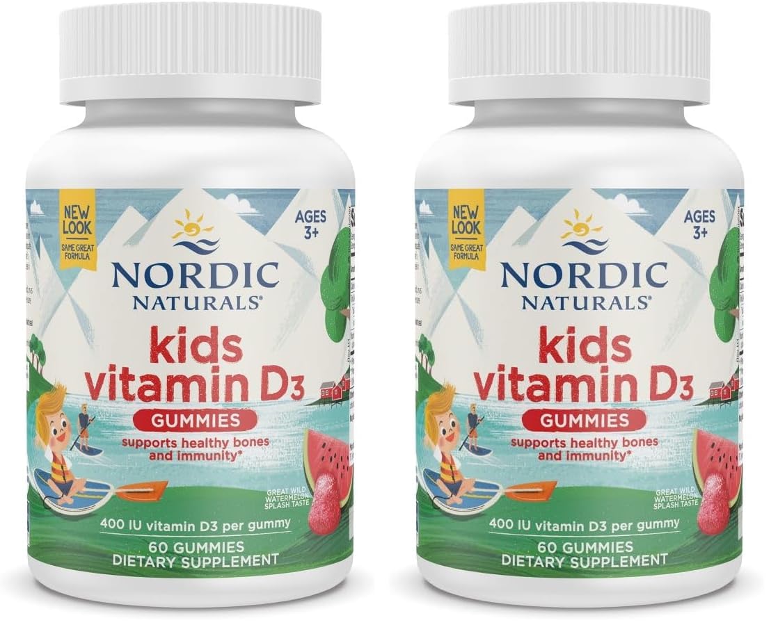 Nordic Naturals Vitamin D3 Gummies Kids Wild Watermelon Splash bottle and label