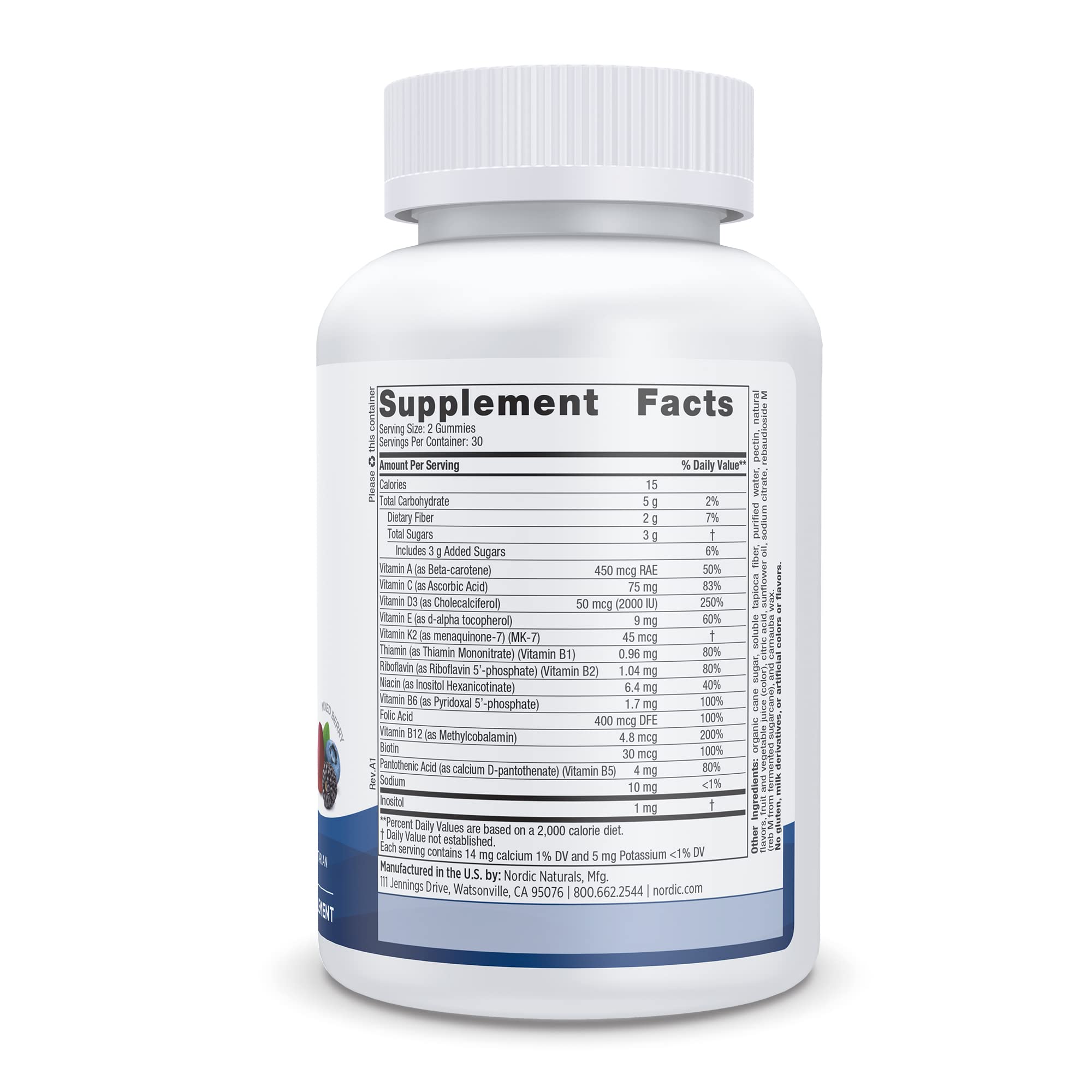 Front view of Nordic Naturals Women's Multivitamin Gummies bottle