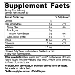 Close-up of a raspberry-flavored gummy showing 1.5 mg melatonin per gummy