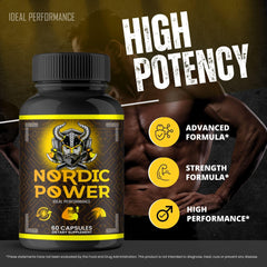 Nordic Power Pills bottle with label and drop shadow