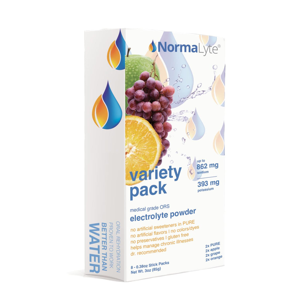 NormaLyte pre-measured sachets ideal for quick hydration on the go.