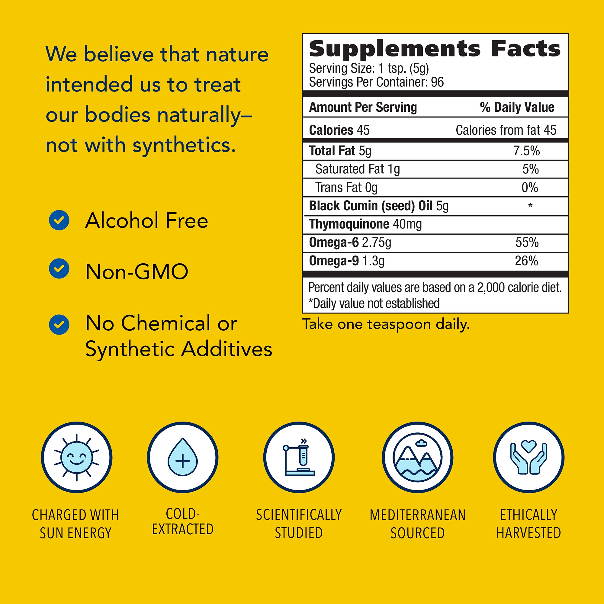 Full ingredient list for North American Herb & Spice Black Seed Oil