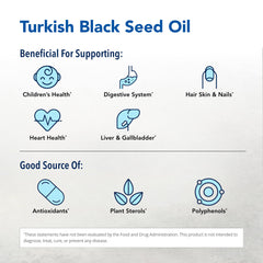 Close-up of the Black Seed Oil label showing product details