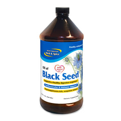 Front view of North American Herb & Spice Black Seed Oil 32 fl oz bottle