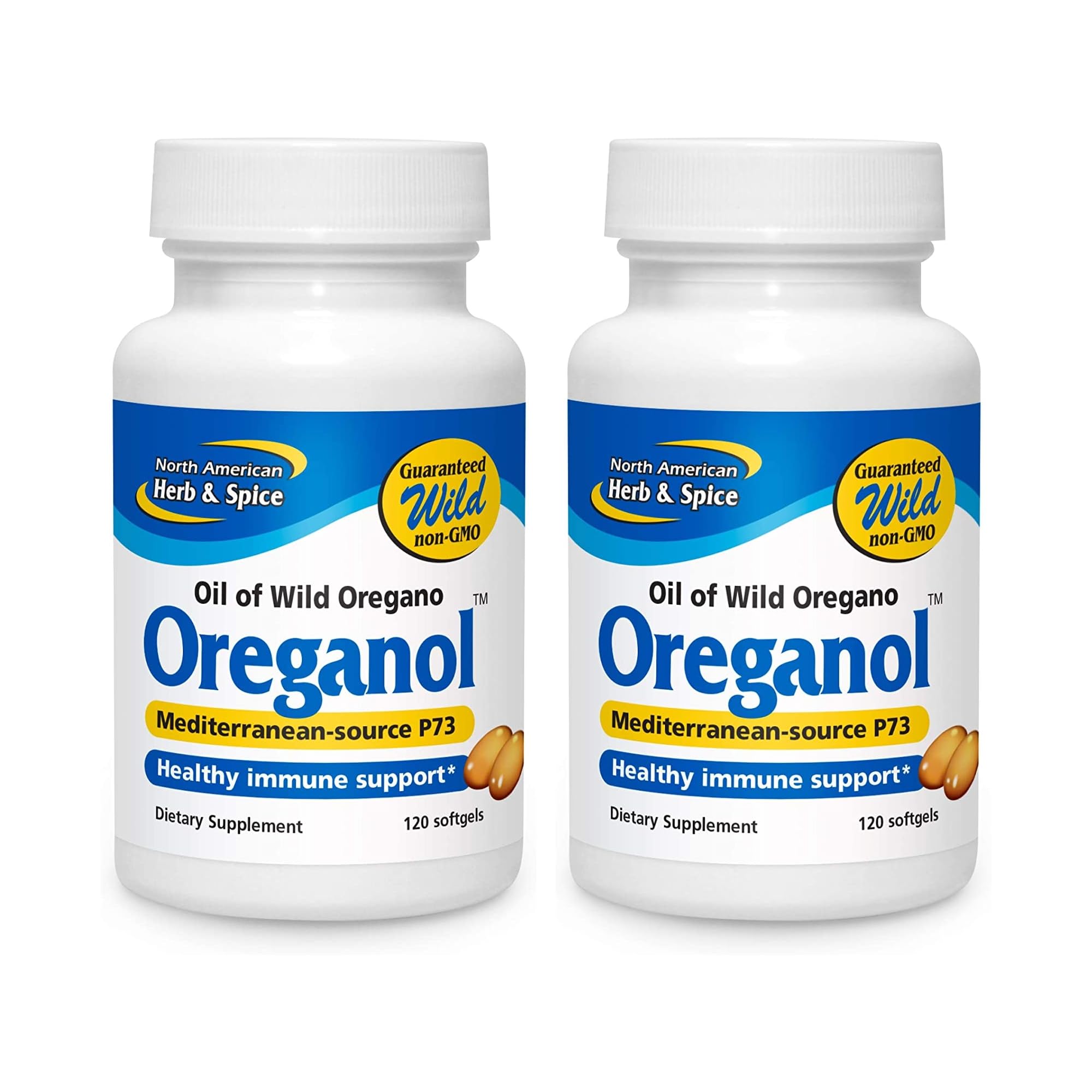 Oreganol P73 Pack of 2 – front view with 120 softgels