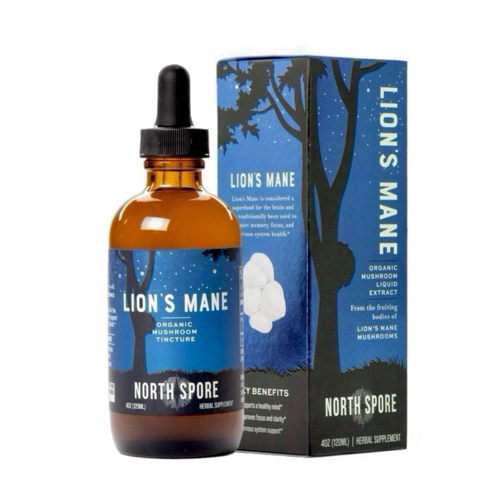Front view of North Spore Lion's Mane Tincture 4 oz bottle