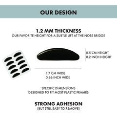 Close-up of NOSE FRIEND black nose pads (medical grade silicone)