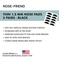 Close-up of NOSE FRIEND clear nose pads (medical grade silicone)
