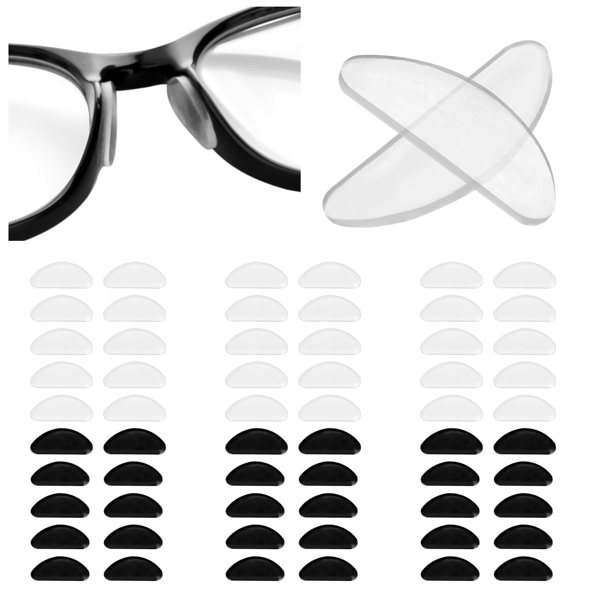 30 pairs of D-shaped silicone eyeglasses nose pads