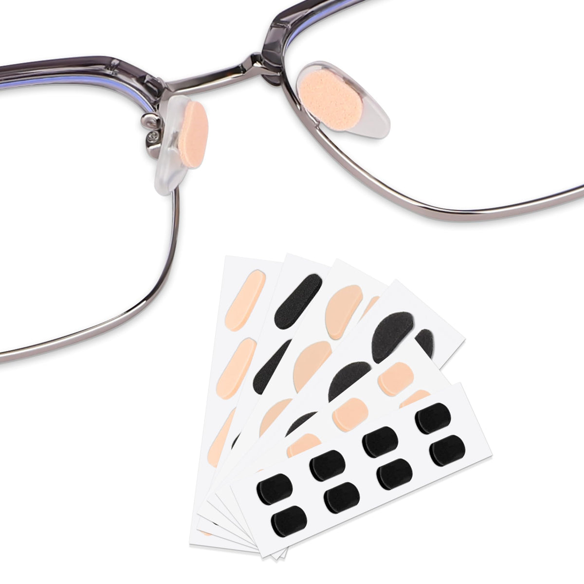 Soft foam nose pads in black for eyeglasses