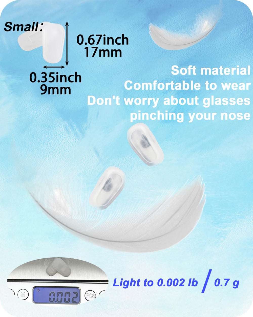 Close-up of soft silicone anti-slip nose pad for glasses