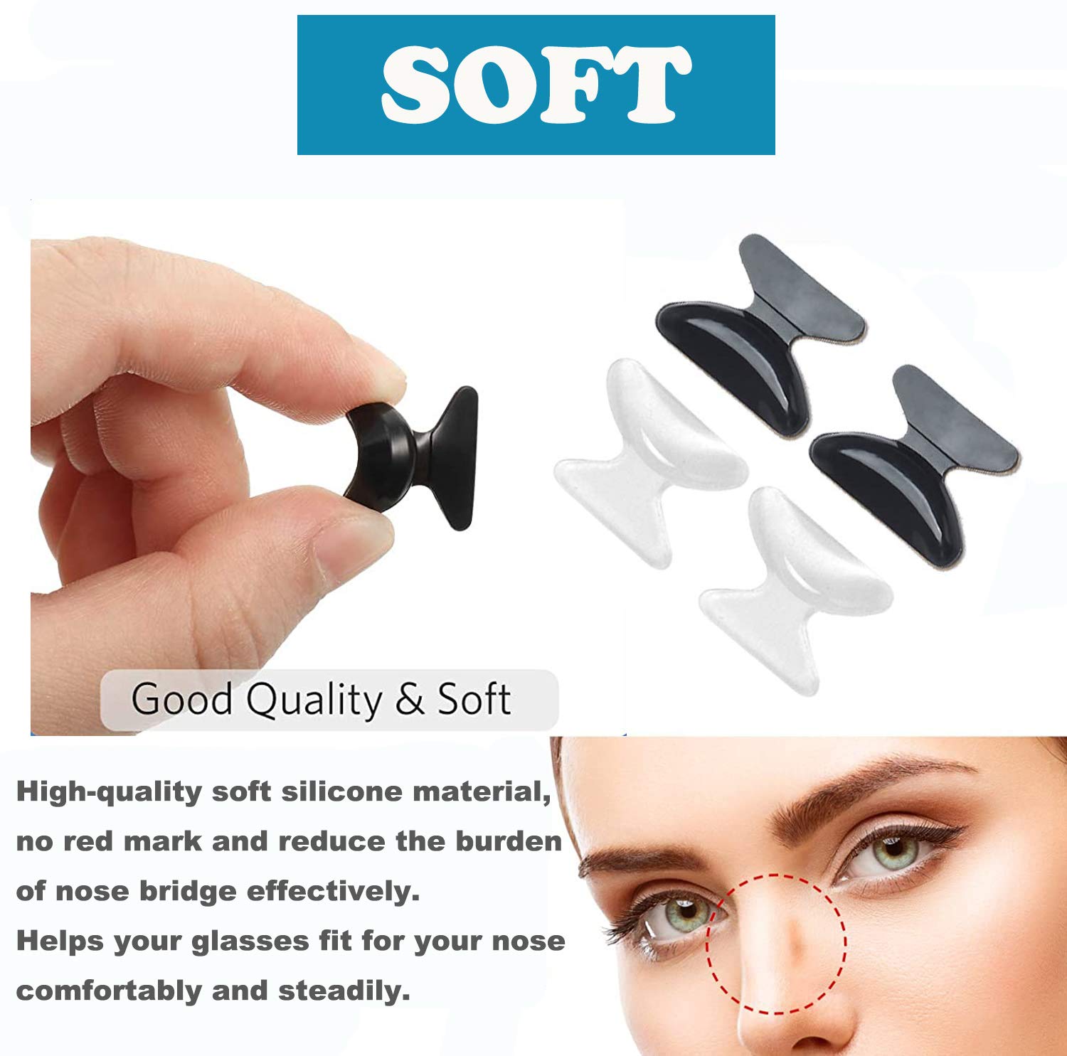 Soft food-grade silicone material used for nose pads