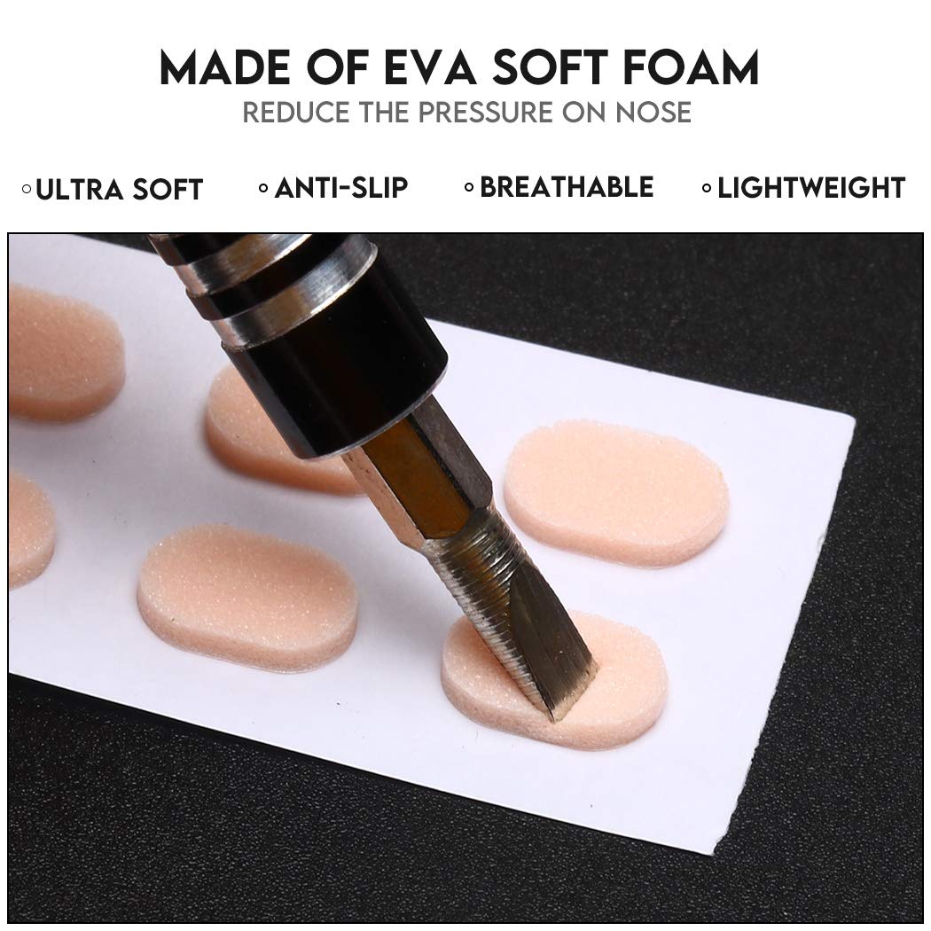 Anti-slip round ear hooks included with nose pads