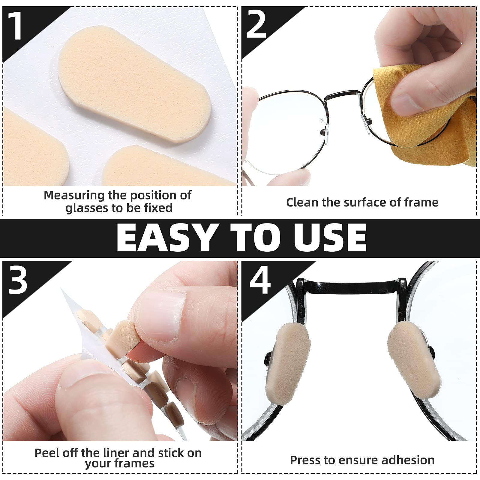 Nose pad shapes: oval, half-moon, and drop-shaped