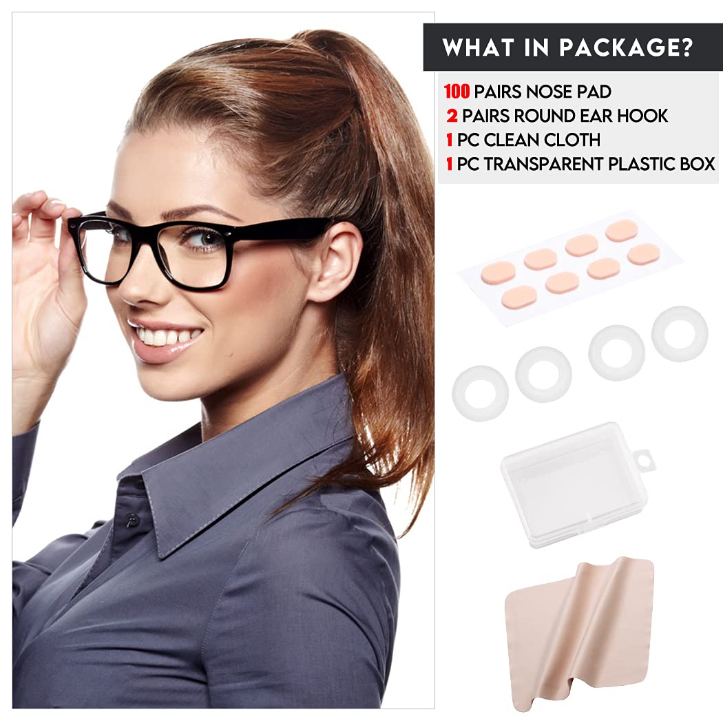 Nude color nose pads attached to eyeglass frame