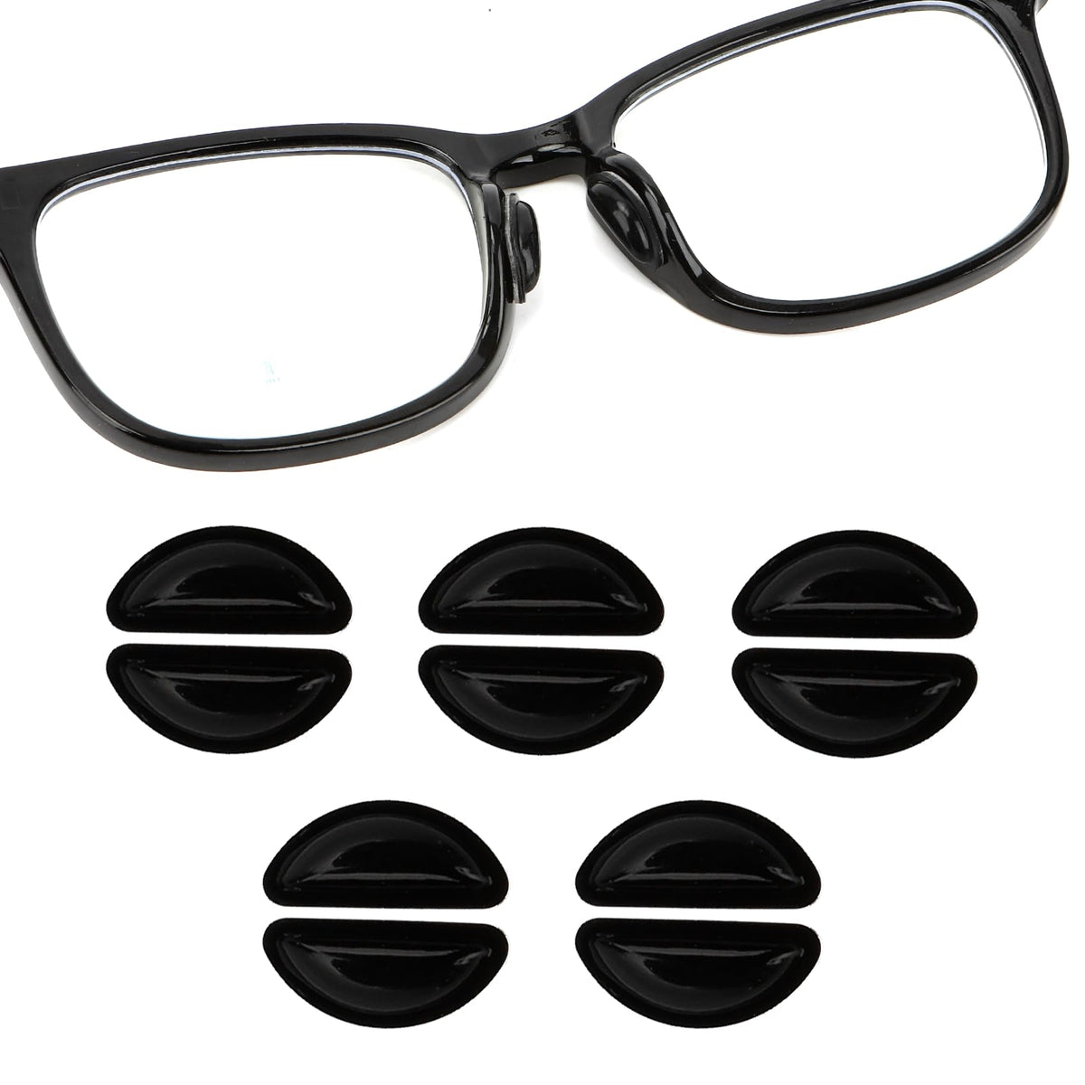 Ten-piece set of black silicone air bag eyeglass nose pads