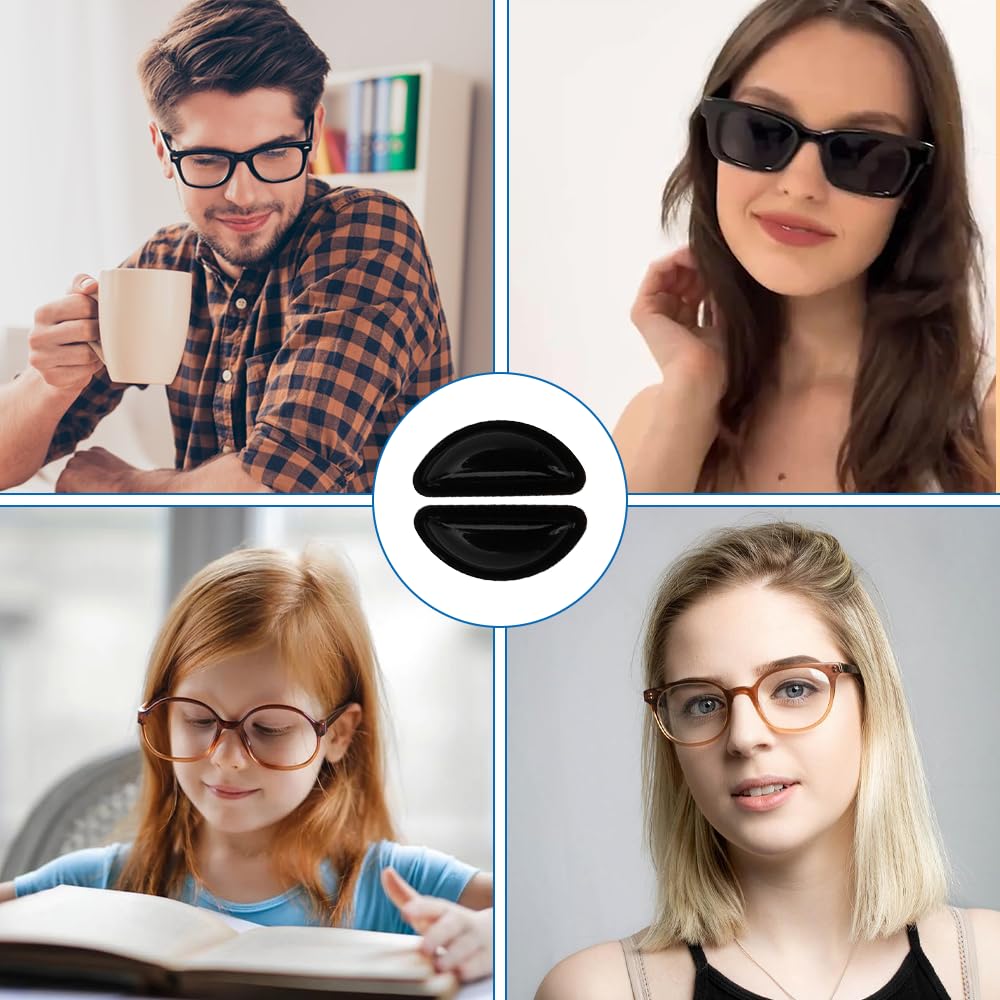 Nose pads being attached to a plastic frame glasses