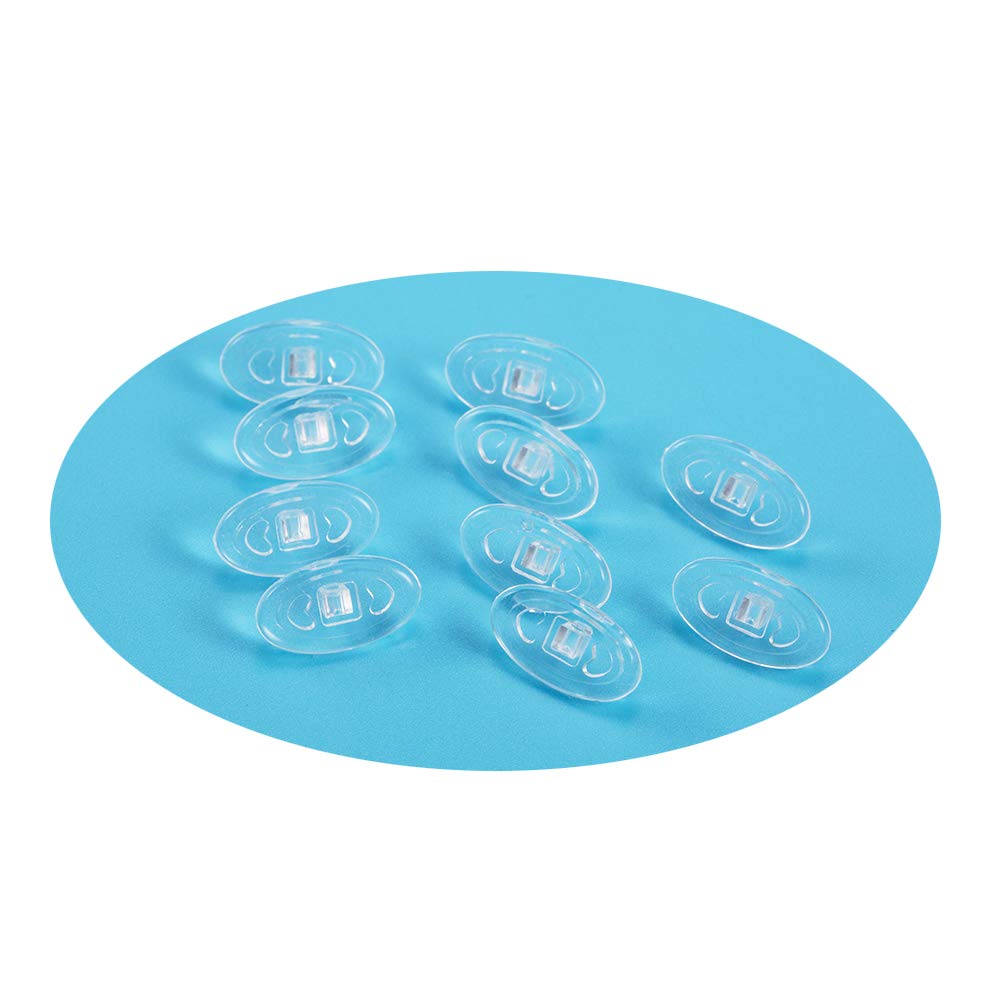 Five pairs of symmetrical oval screw-in nose pads for eyeglasses, 13mm