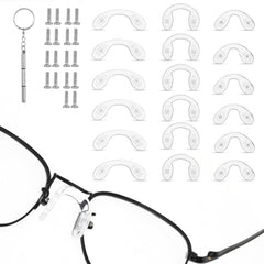 Clear U-shaped silicone nose pads set, 18 pieces