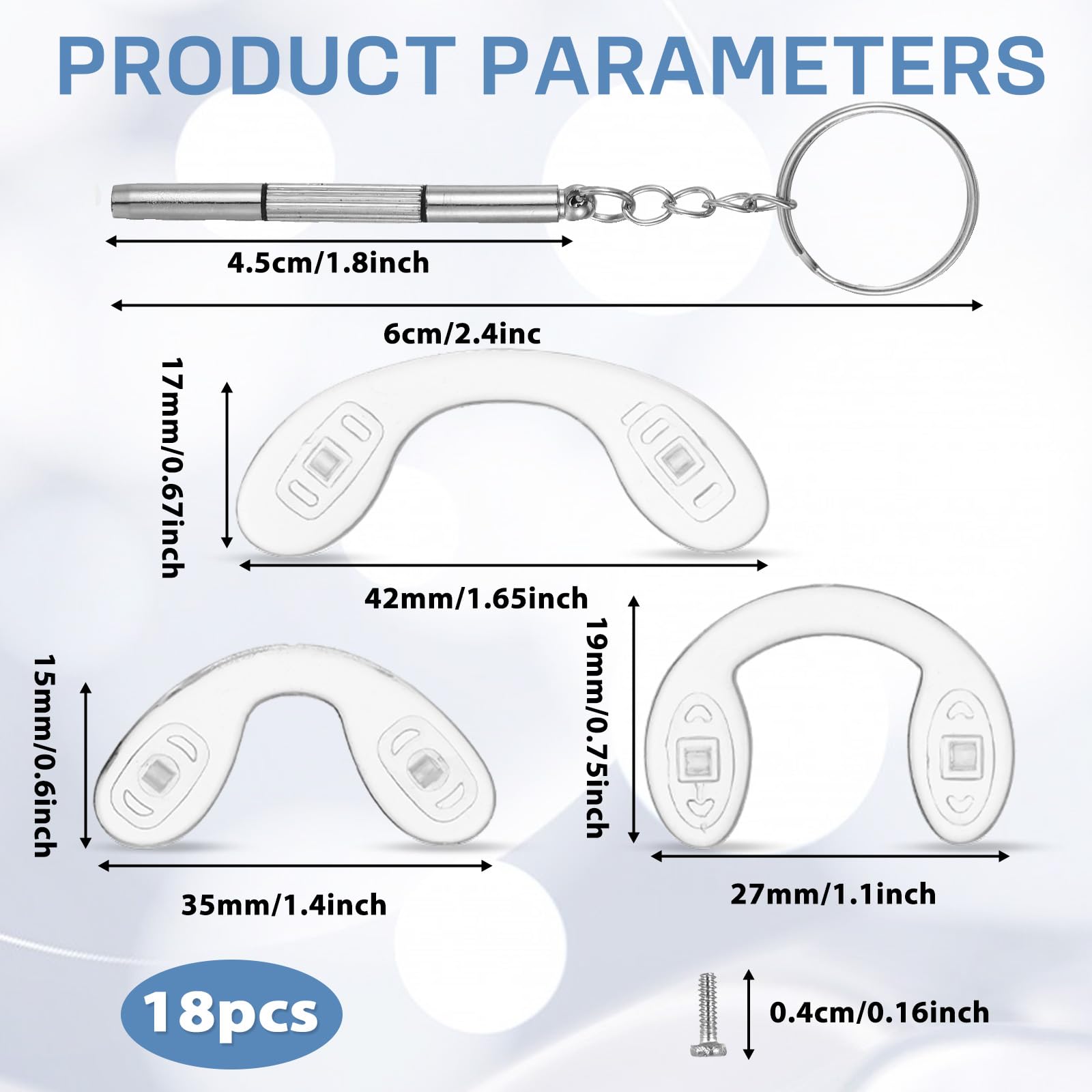 Three sizes: large, medium, small nose pads
