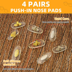 Push-in replacement nose pads for glasses