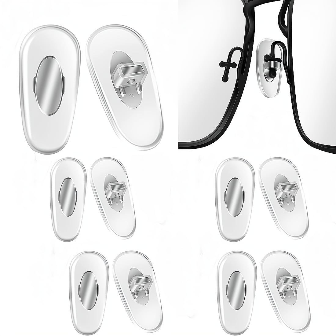 5-pair silver plug-in nose pads compatible with RB3549 and similar frames
