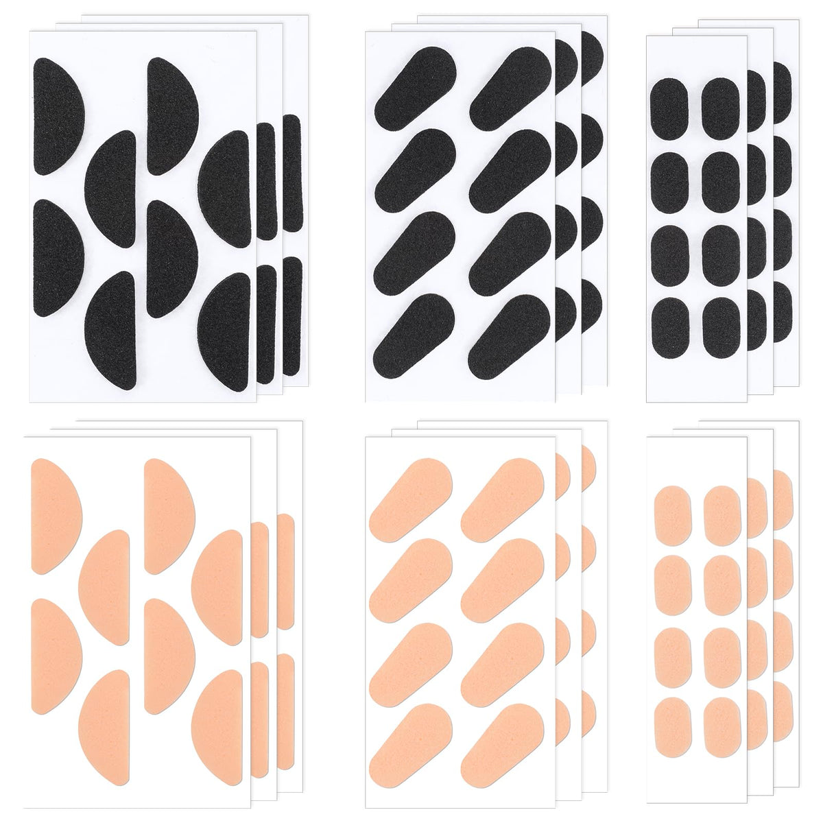 72 pairs of eyeglass nose pads including D-shaped, oval, and waterdrop shapes