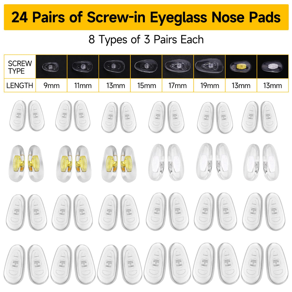 Nose pads in 8 sizes for glasses