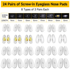 Nose pads in 8 sizes for glasses