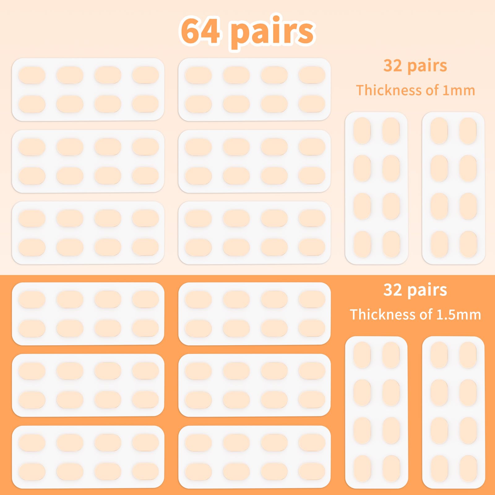 Skin-color soft foam nose pads for glasses, 9x6mm, 1.0mm thick