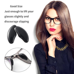 Self-adhesive silicone nose pads applied to glasses