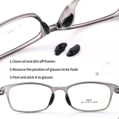 Anti-slip nose pads for glasses and sunglasses with clear silicone