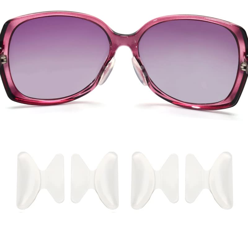 Butterfly-shaped silicone eyeglass nose pads - clear 2.5mm, front view