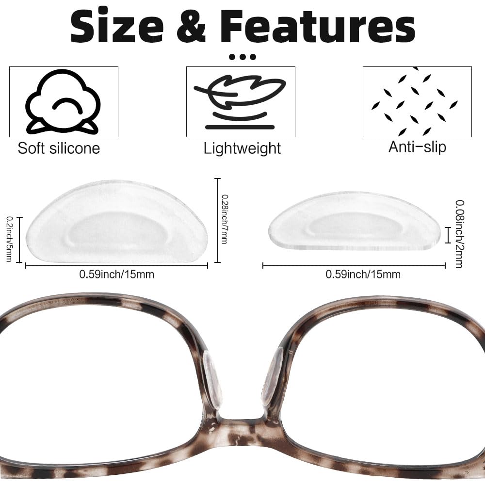 Close-up of adhesive silicone nose pads being applied to glasses