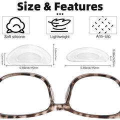 Close-up of adhesive silicone nose pads being applied to glasses